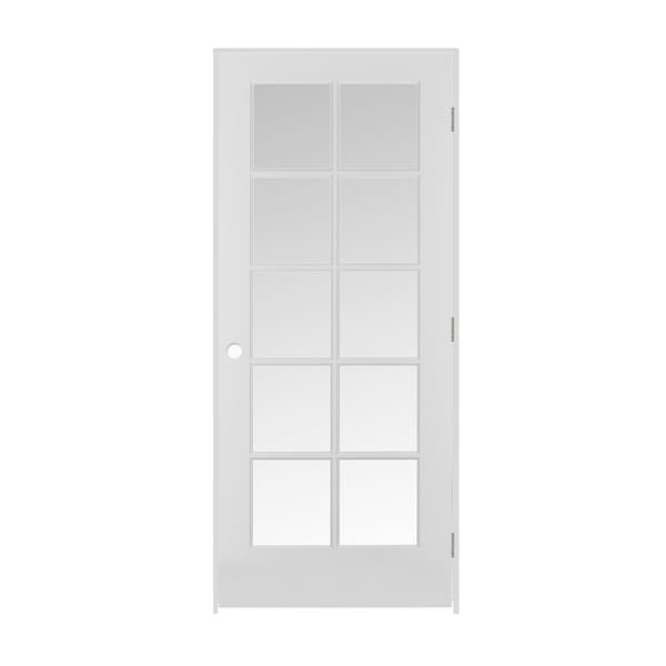 Trimlite Primed 10Lite Clear Tempered Glass Interior French 71/4" LH Prehung Door Brushed Chrome Hinges 3068pri1310CLETLH26D714 - main